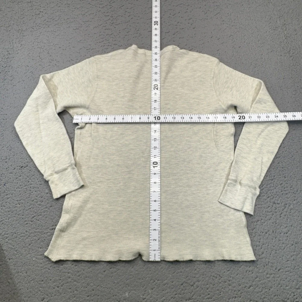 Polo Ralph Lauren Thermal Shirt Mens Medium Cream Waffle Knit Long Sleeve Shirt